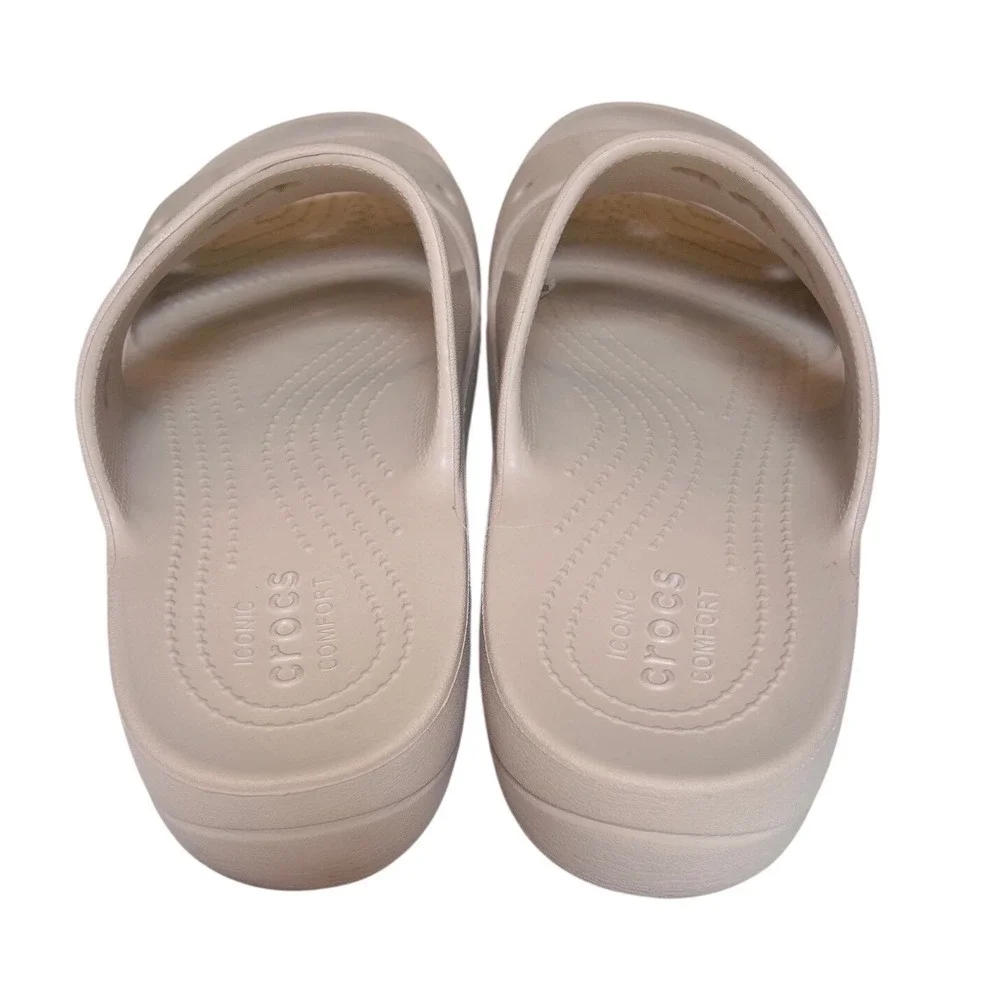 Crocs Meleen Twist Beige Sandals Womens 9 Dual Strap Platform Slide 205470